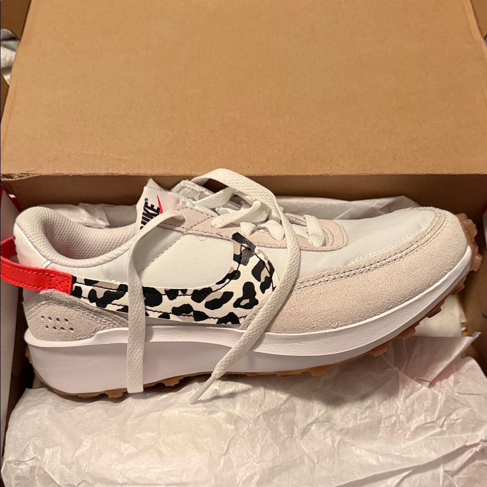 Nike White Sneakers with Leopard and Red Accents - Picture 2 of 6
